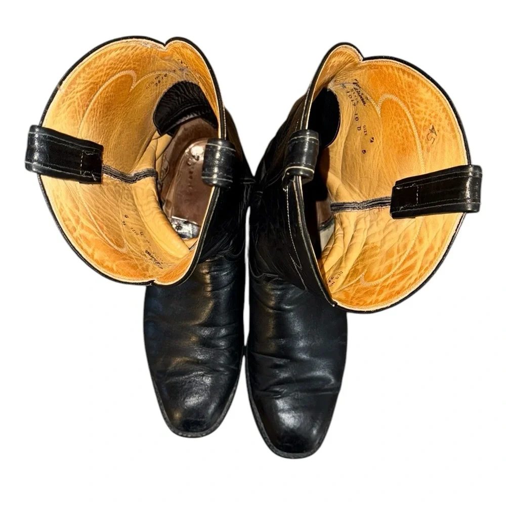 Tony Lama Black Bullhide Leather Men's Boots Size 10 D